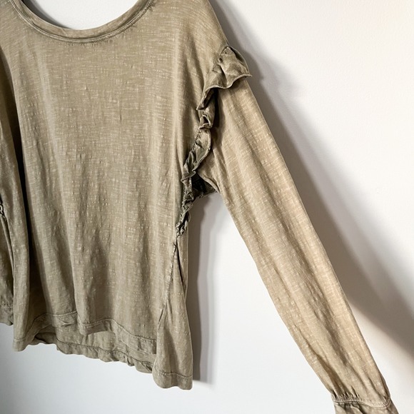 Anthropologie Pilcro Ruffled Open Back Tunic Tee Top Moss Green Womens Medium - Picture 6 of 14
